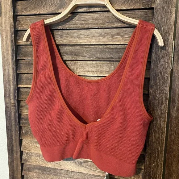 C'est Moi Ribbed Reversable Bamboo Bralette "Brick" - Picture 2 of 4